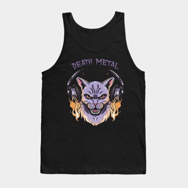 Death Metal Satanic Baphomet Cat Tank Top by Aldrvnd